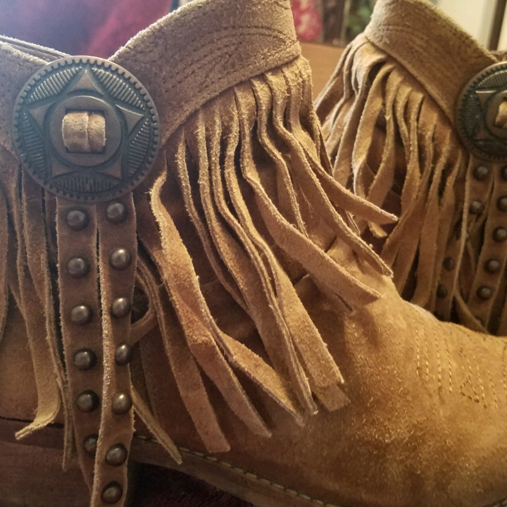 Sam Eldenman leather fringe booties